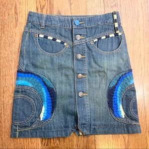 Oilily Denim Skirt with Blue Accents